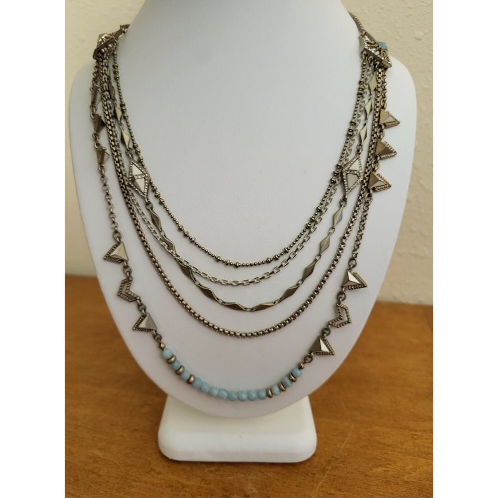 Chloe Isabel Multi-strand Necklace‎ Silver Tone 26" Beaded Enamel Rhinestones